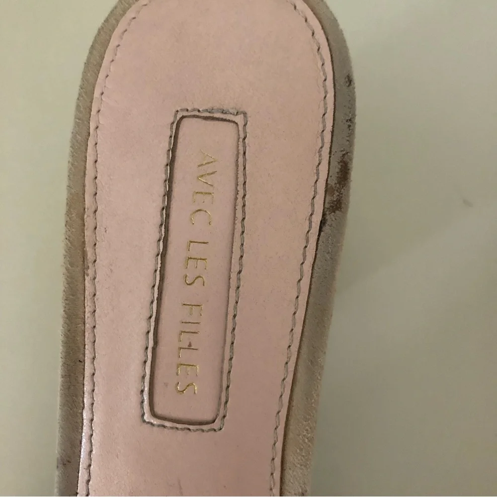 Avec Les Fillies Maya Pink Chiffon Slide Block Heel. Size 8. - Picture 8 of 13